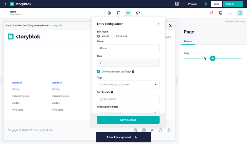 Storyblok editing capabilities