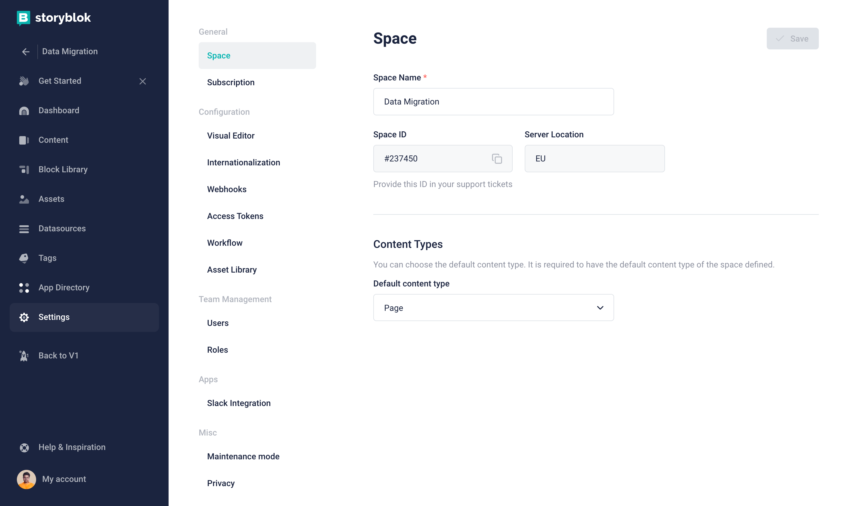 Storyblok SpaceID
