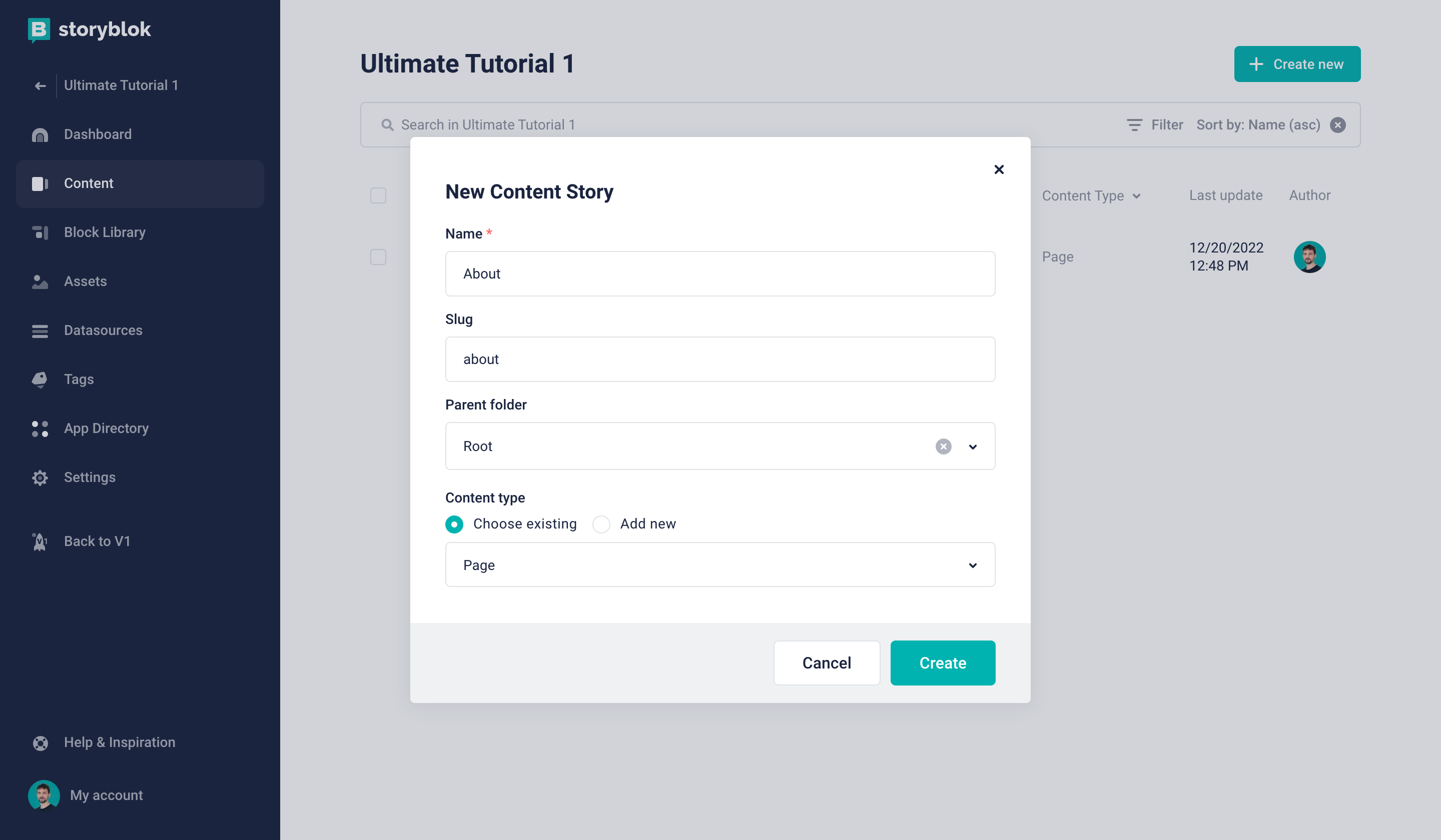Creating a new content story
