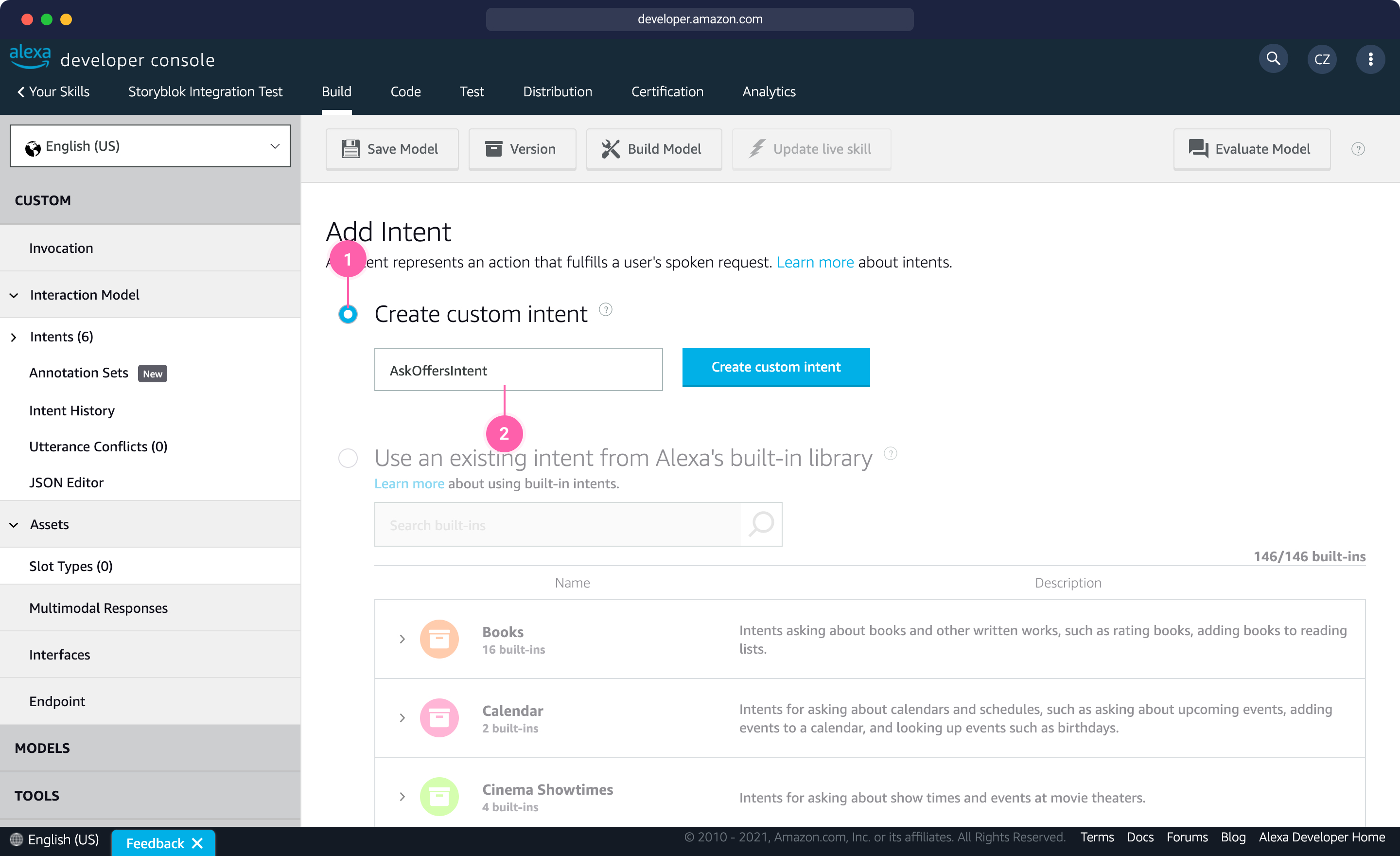 Create a new intent