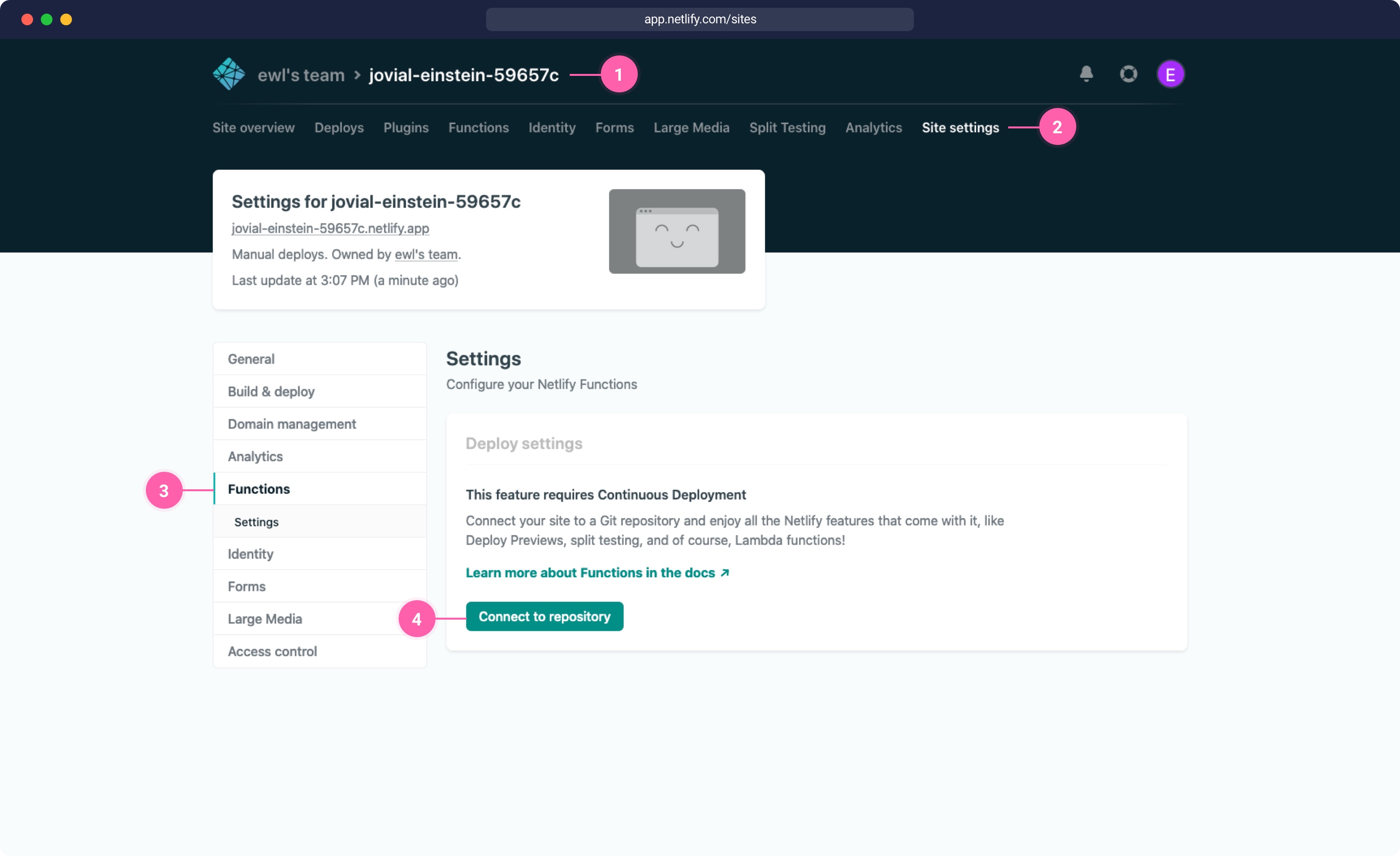 Serverless Functions Git Connection