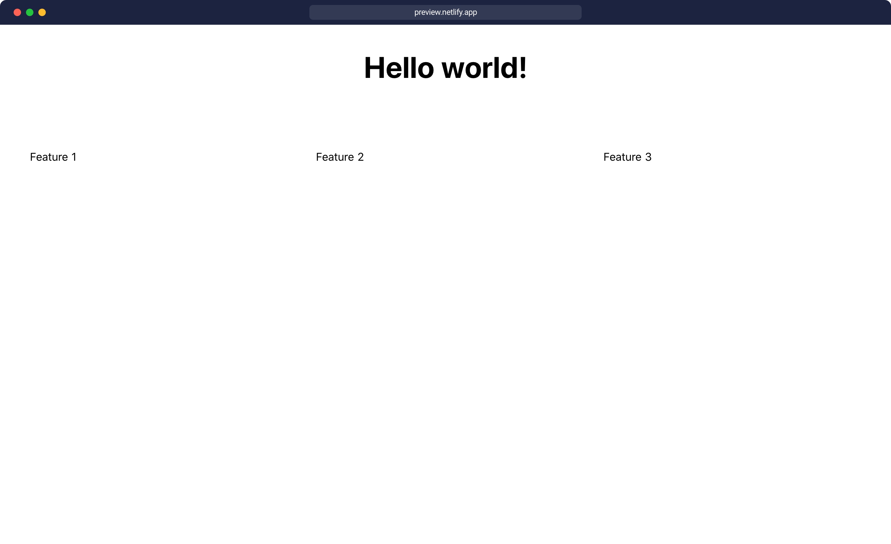 Preview of the project after deployment