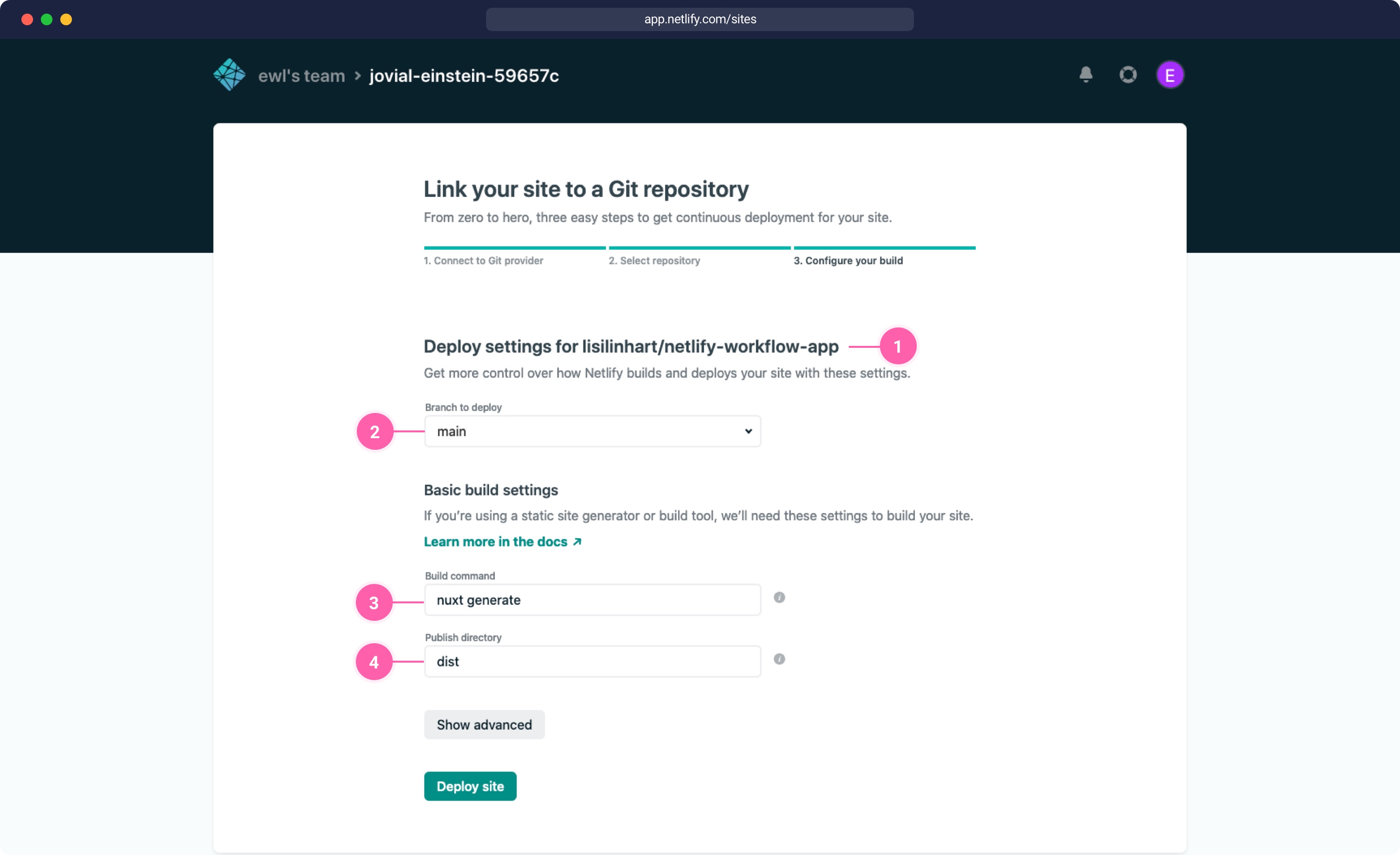 Netlify Git Connection
