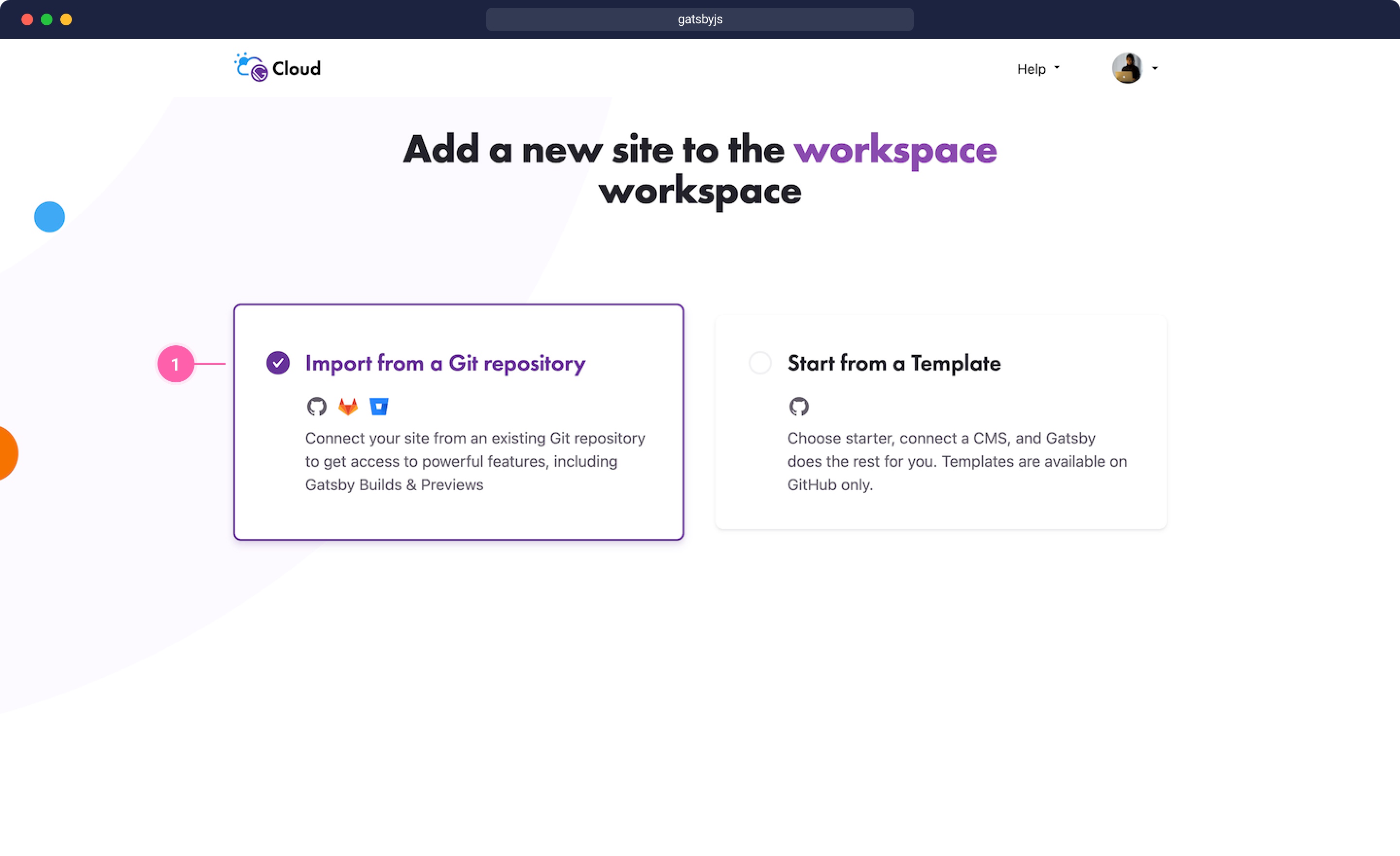 Choose Import from a Git repository
