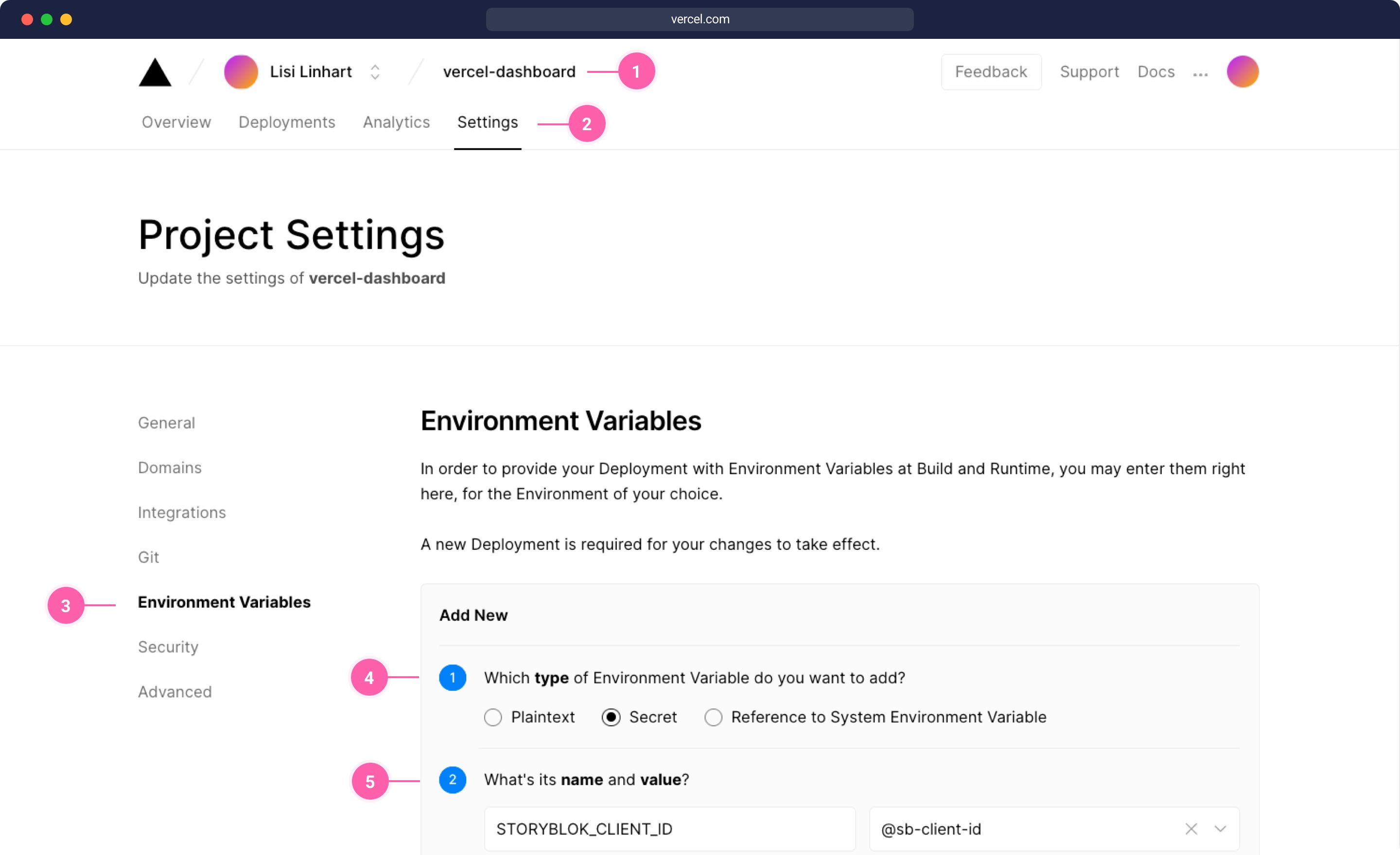 Vercel Environment Variables Setting
