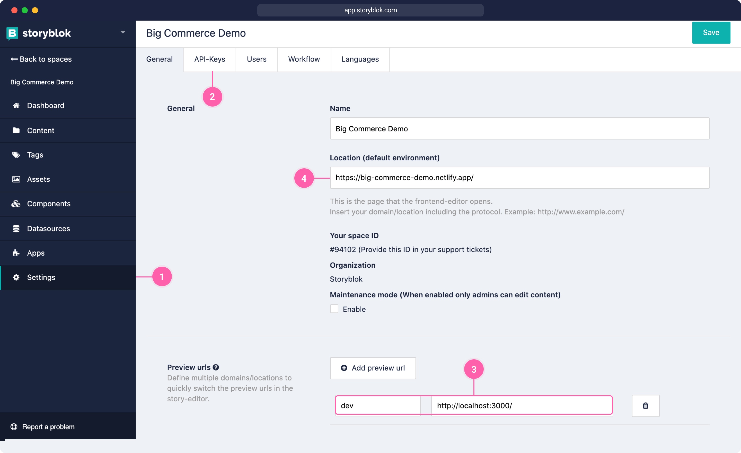 Storyblok Settings