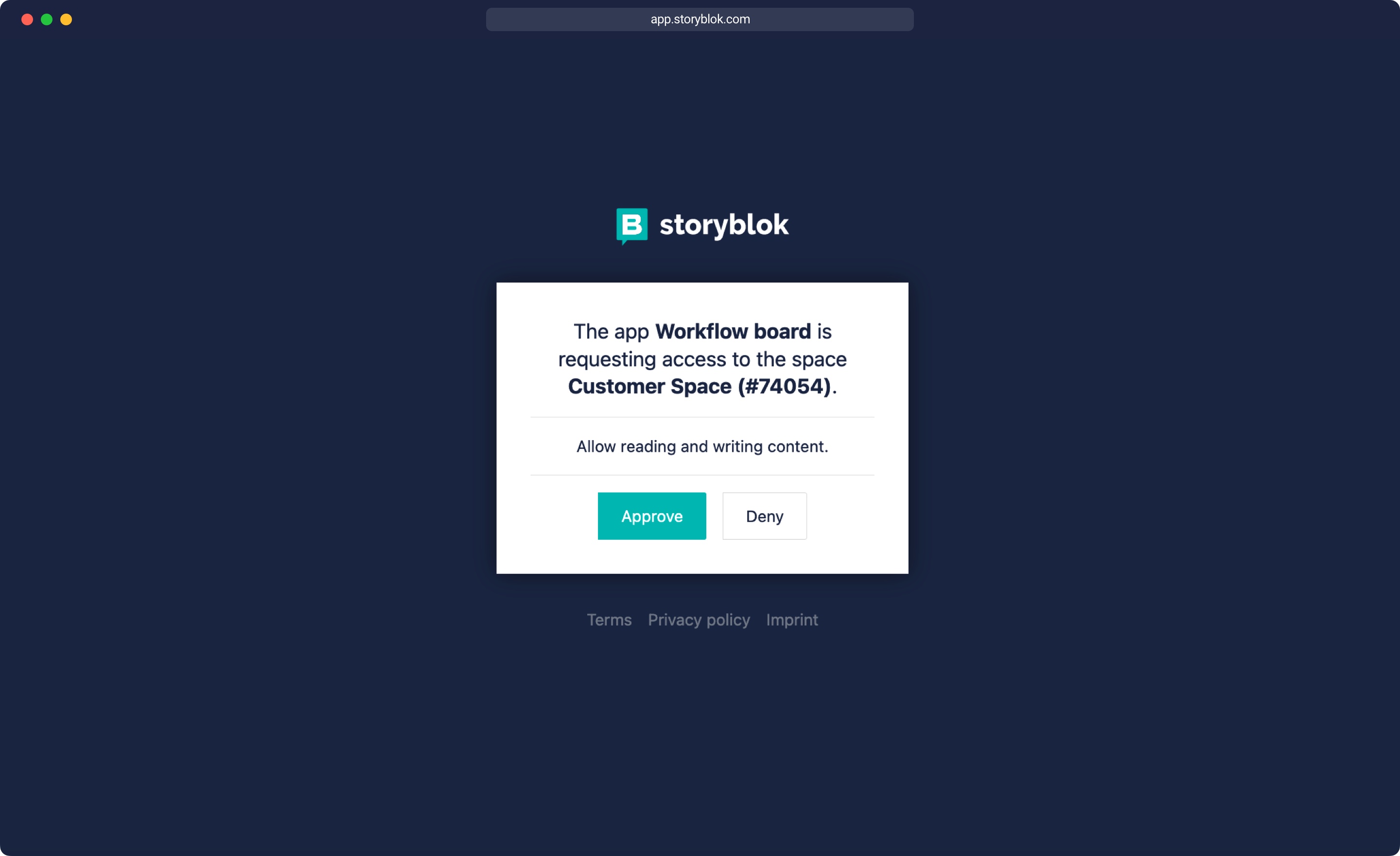 Storyblok Allow Authentication Window