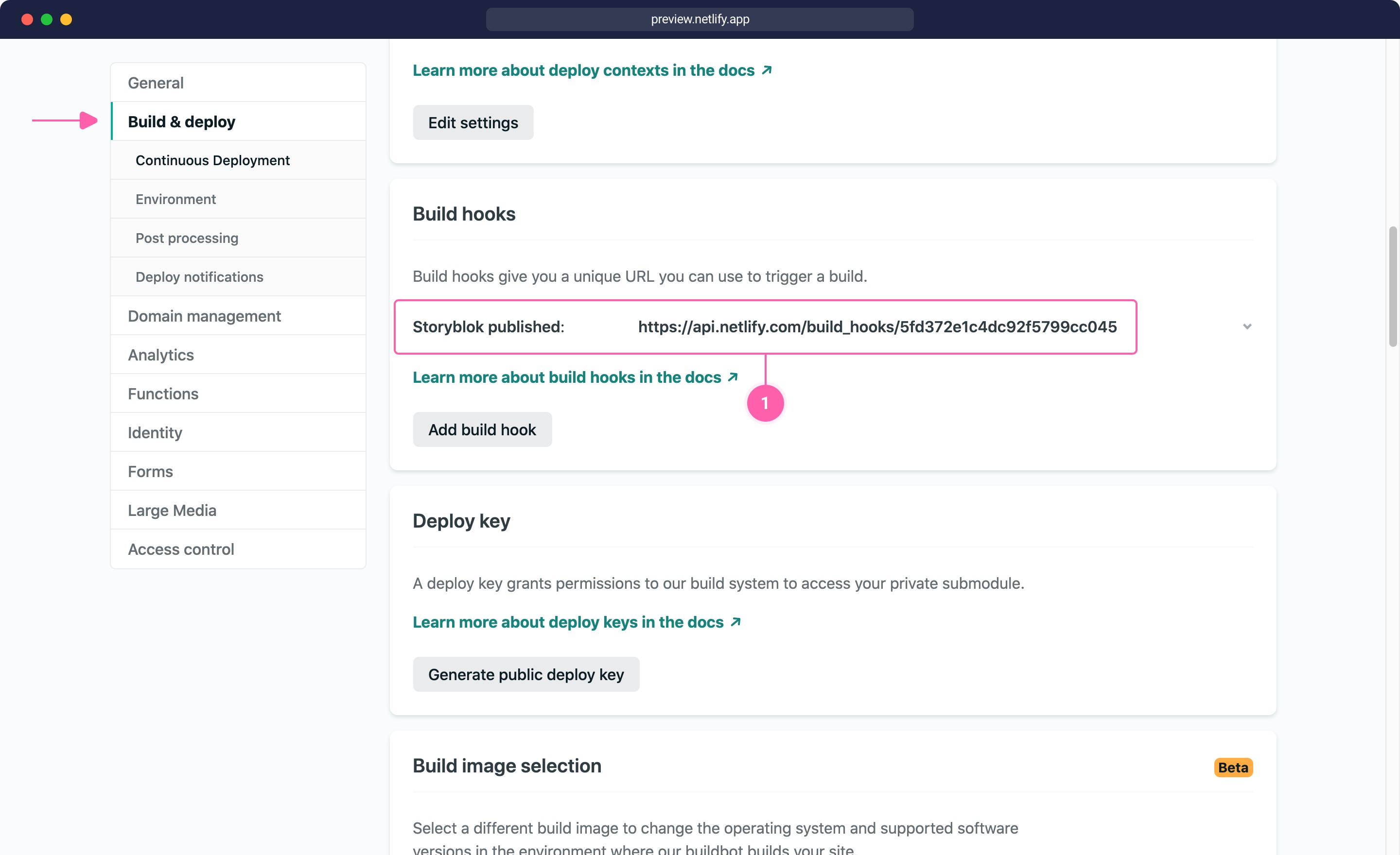 Get webhook from the Netlify