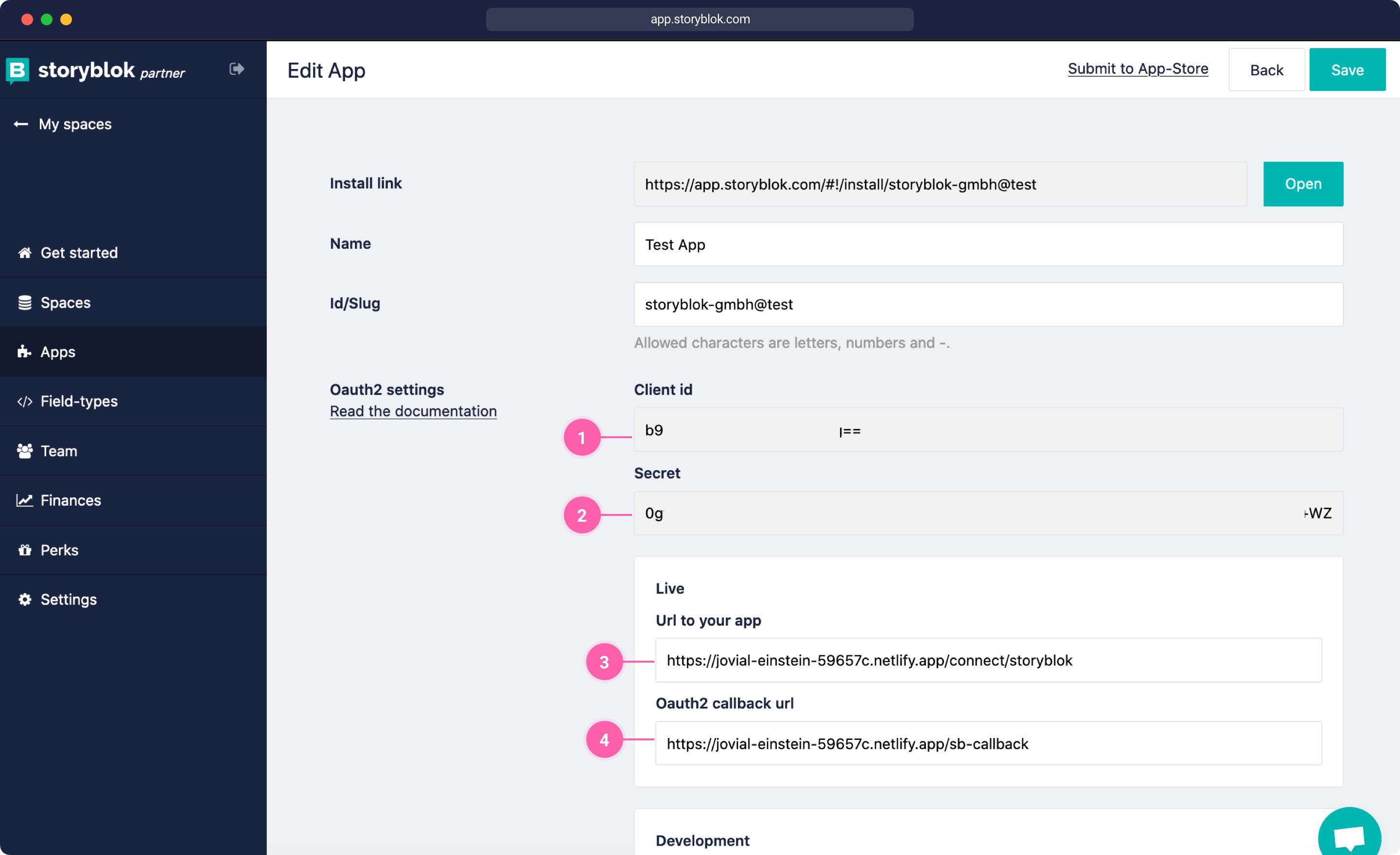 Storyblok App Settings