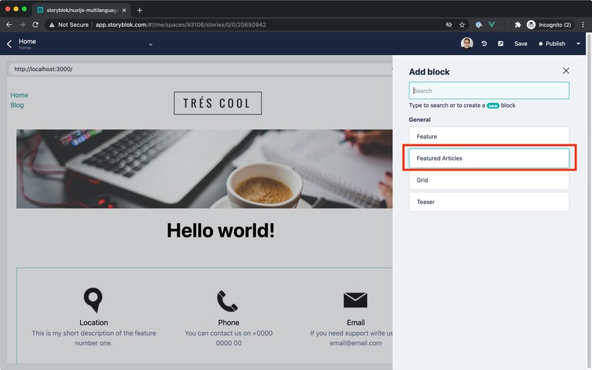Select Featured Articles blok.