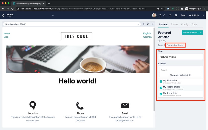 Fill in some content into Featured Articles.