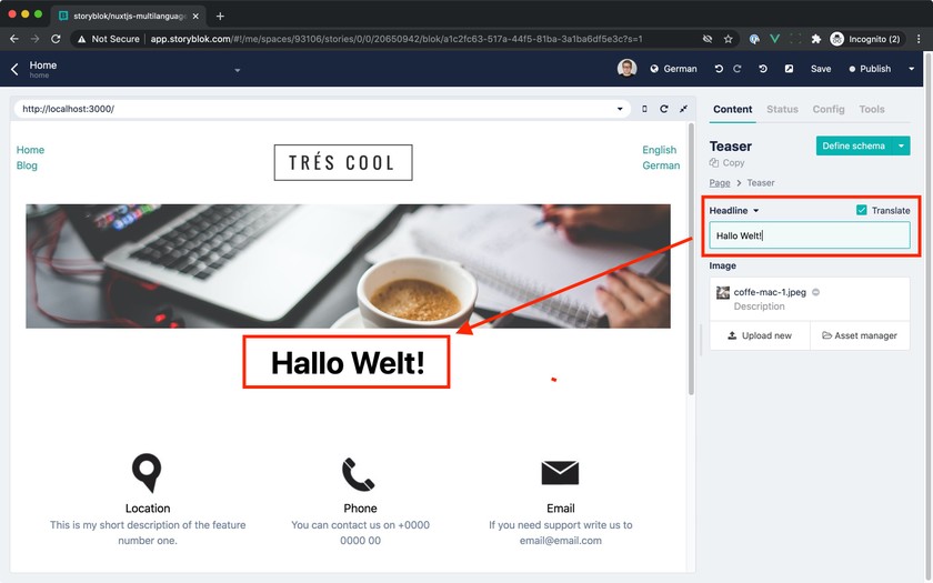 Sample of translating the field.