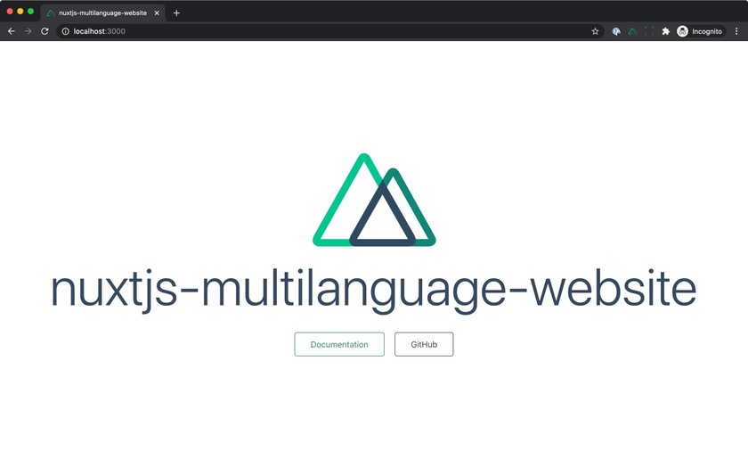 Welcome screen of Nuxt.js