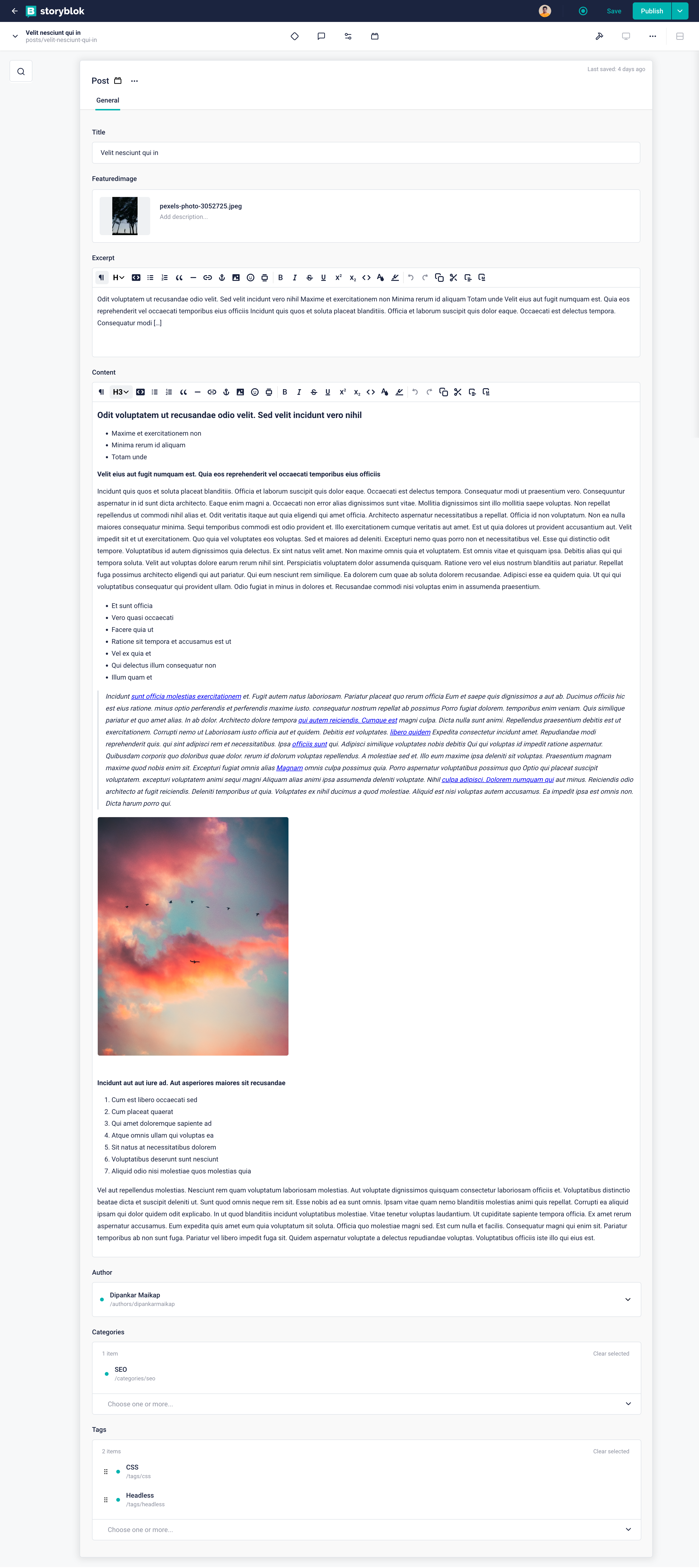 Single post entry after uploaded in Storyblok