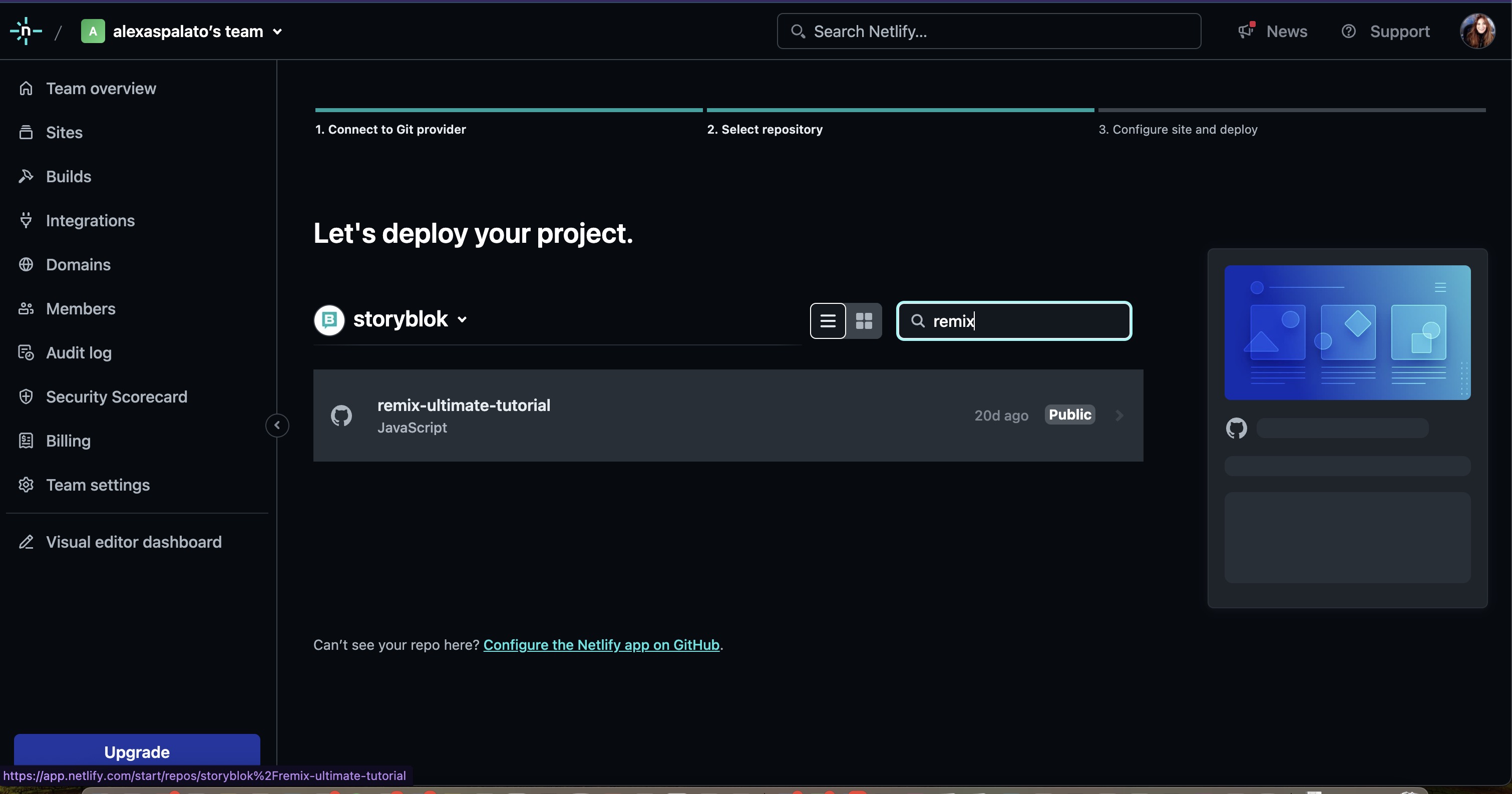 Create new project in Netlify
