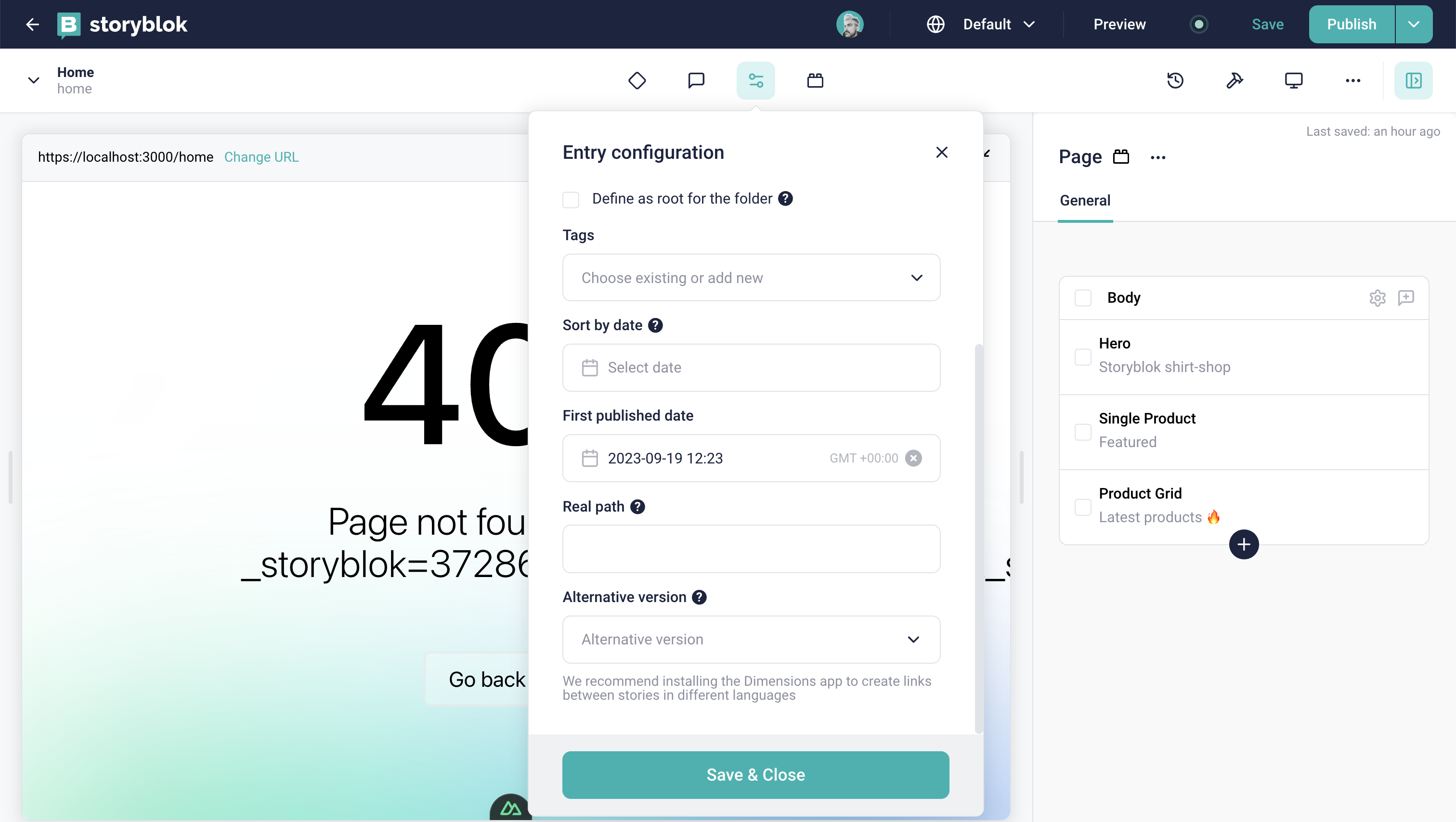 Changing the real path for home page on Storyblok visual editor