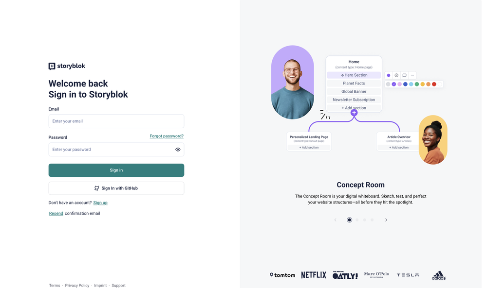 Github authentication | Storyblok