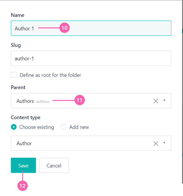 Create Author Entry
