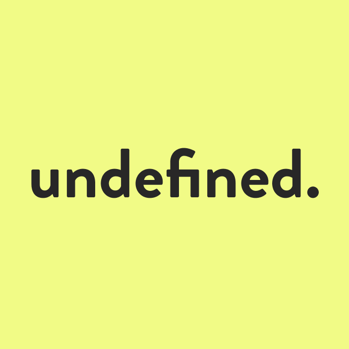 The word "undefined" in bold black text on a light yellow background.