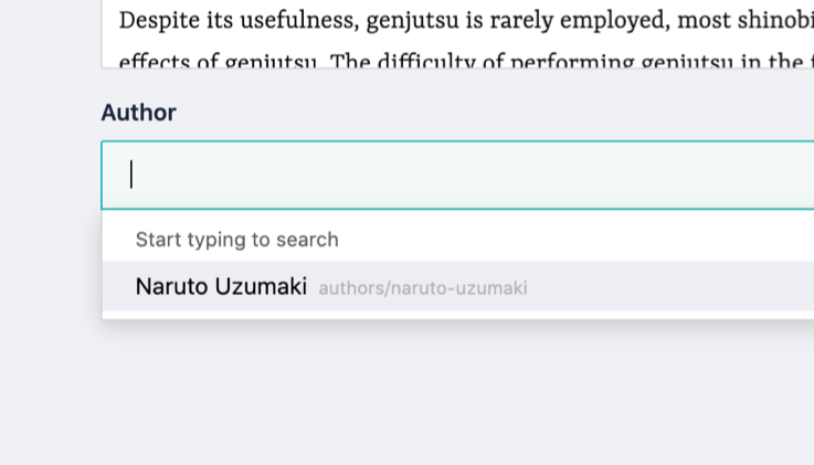 Final dropdown to select the author of the article.