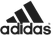 Black Adidas logo with stylized three-stripe mountain design above the brand name.