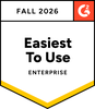 G2 badge for Fall 2026 showing "Easiest To Use" in the Enterprise category with a yellow border.