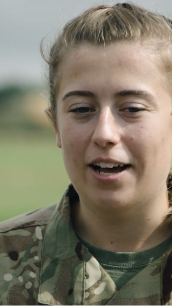 Video still of a female reservist talking