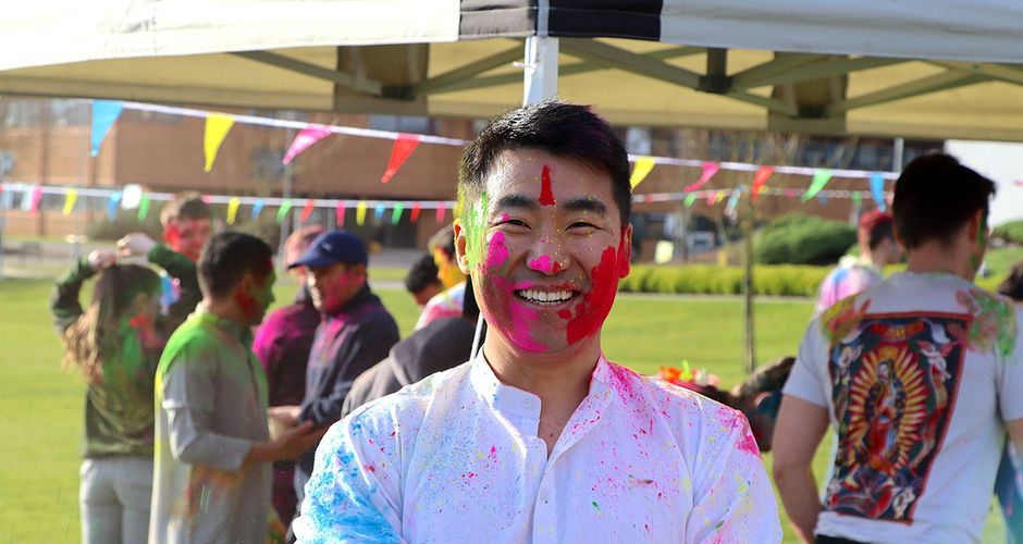 Soldiers celebrating the festival of Holi
