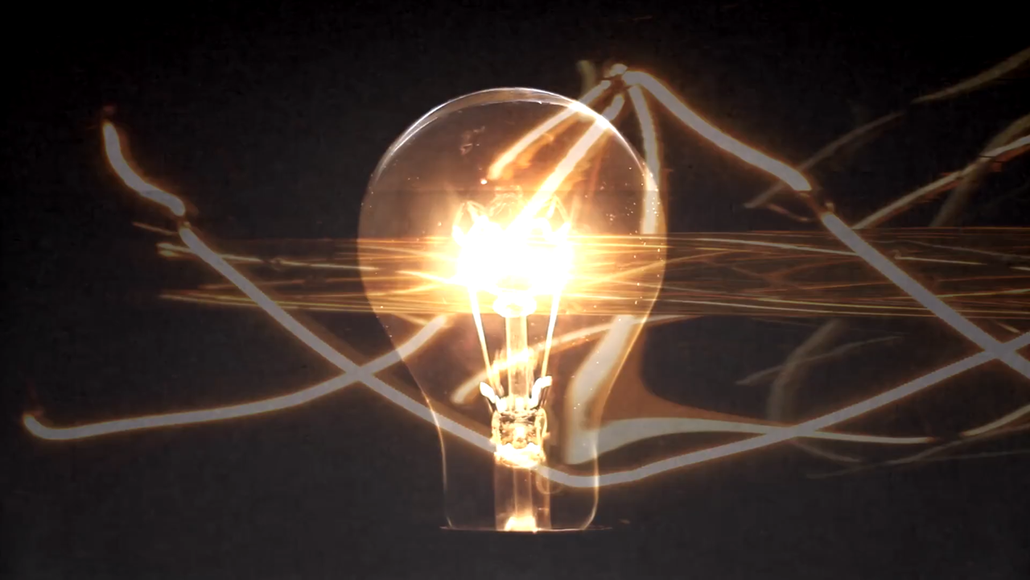 Physics video screenshot of a bulb and electricity