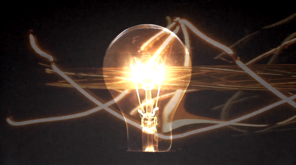 Physics video screenshot of a bulb and electricity