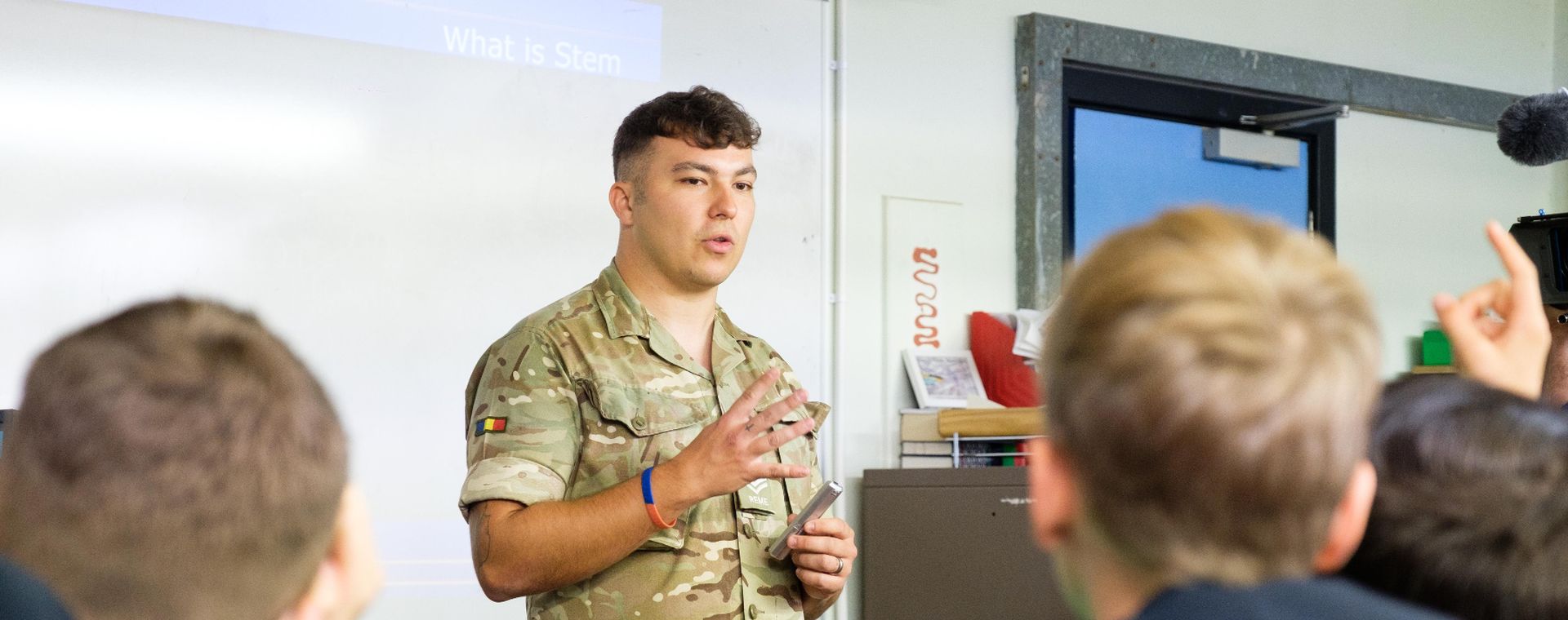 Army in a school doing a workshop
