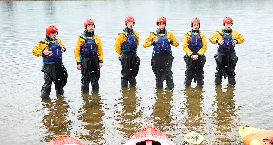 Junior soldiers learning to kayak