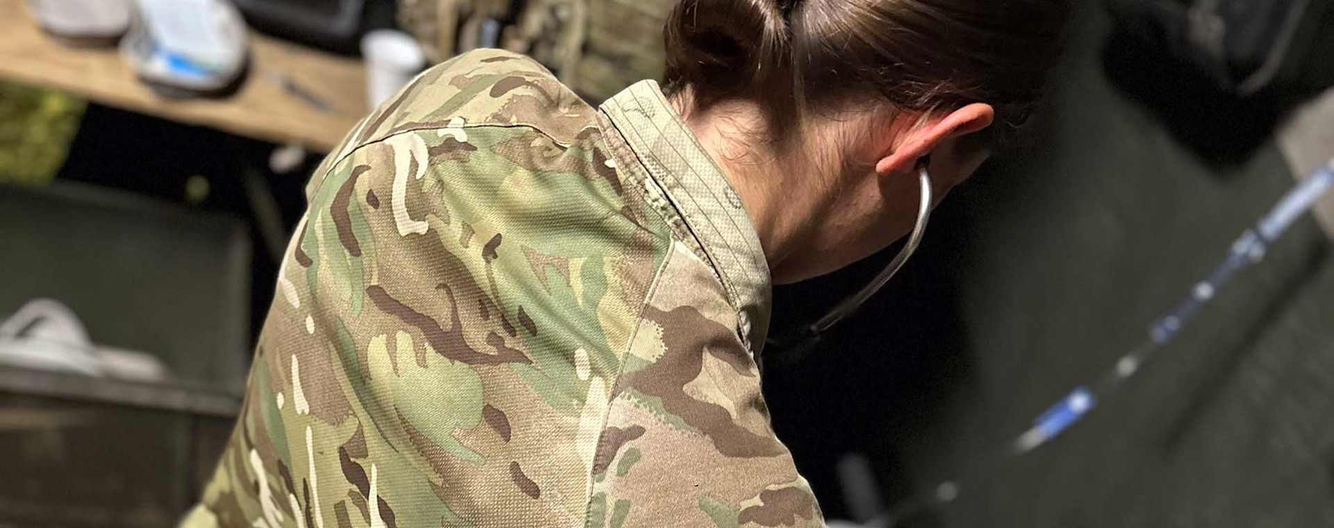 Combat medical technician in action