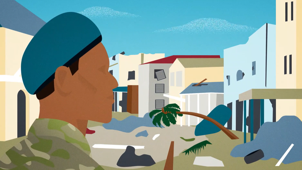 screenshot of Animated aftermath of hurricane