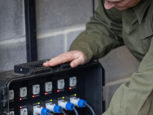 Soldier working on a power box