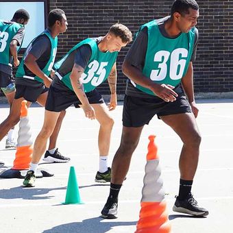 Candidates taking the bleep test at Assessment Centre