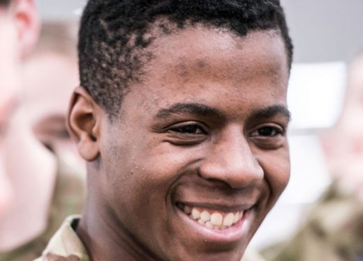 Smiling junior soldier