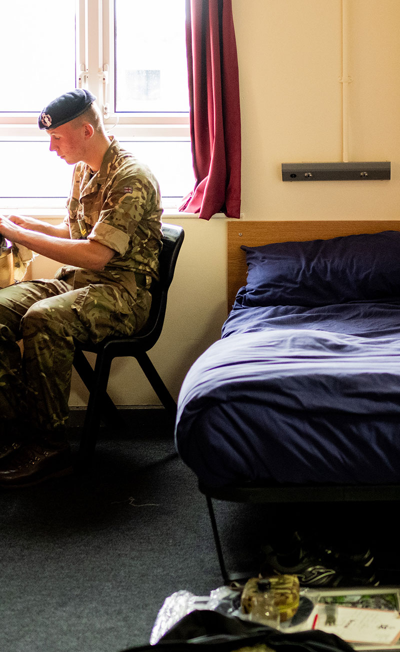 Soldier sitting in his room