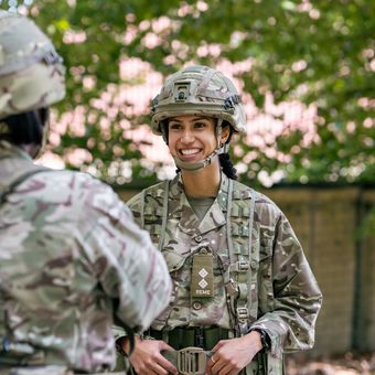 Female officers talking