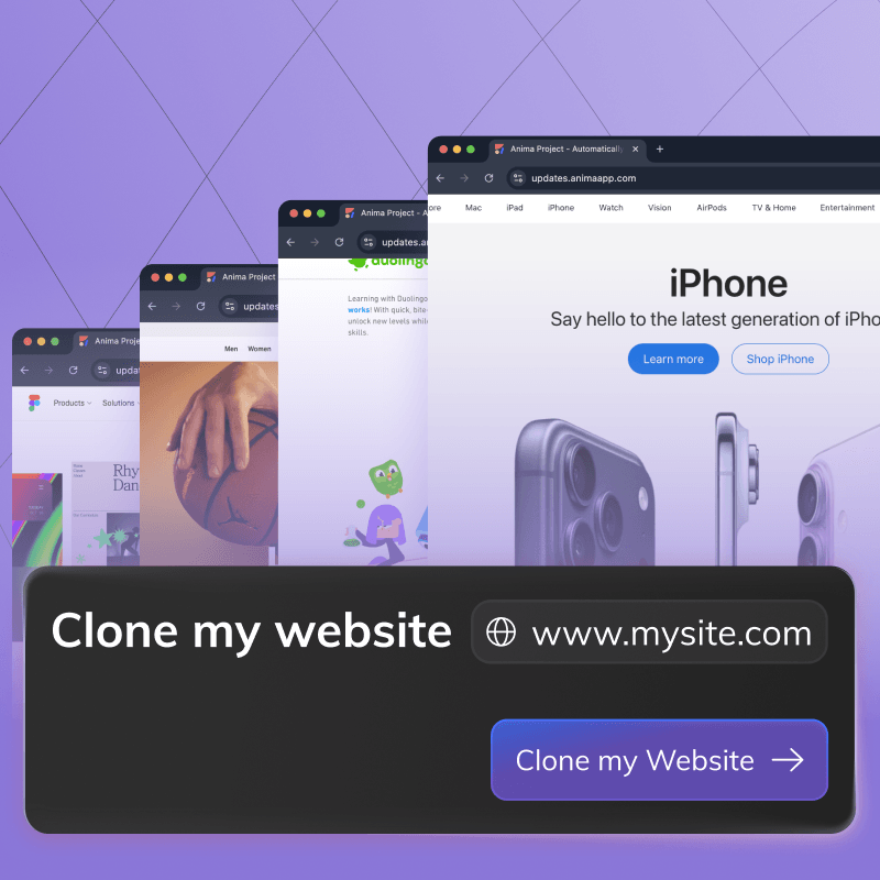 Clone website with Anima
