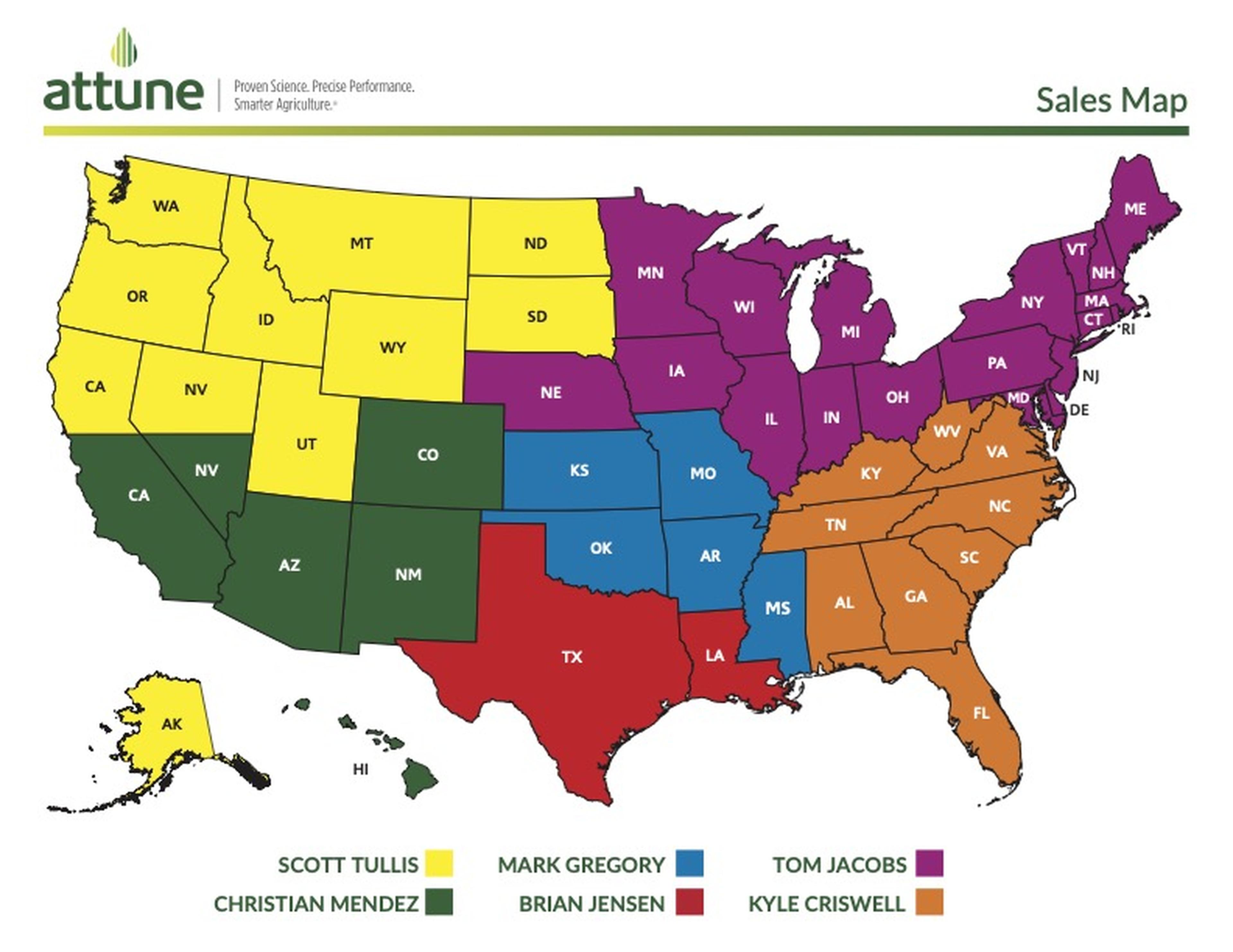 Attune Regional Sales Map
