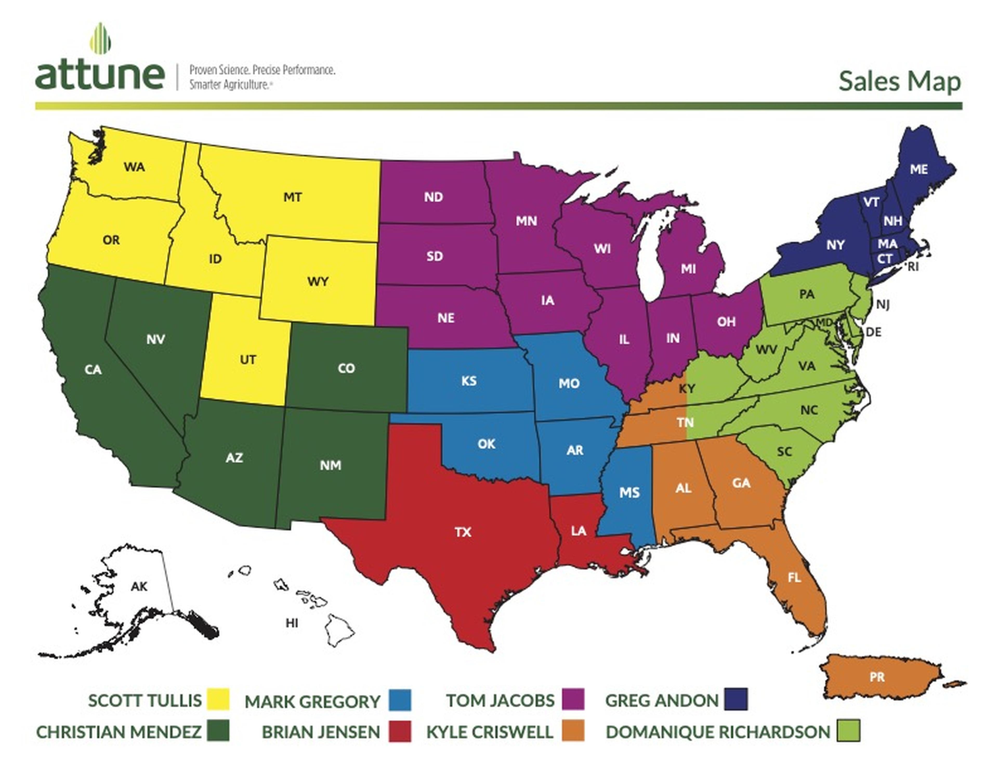 Attune Regional Sales Map