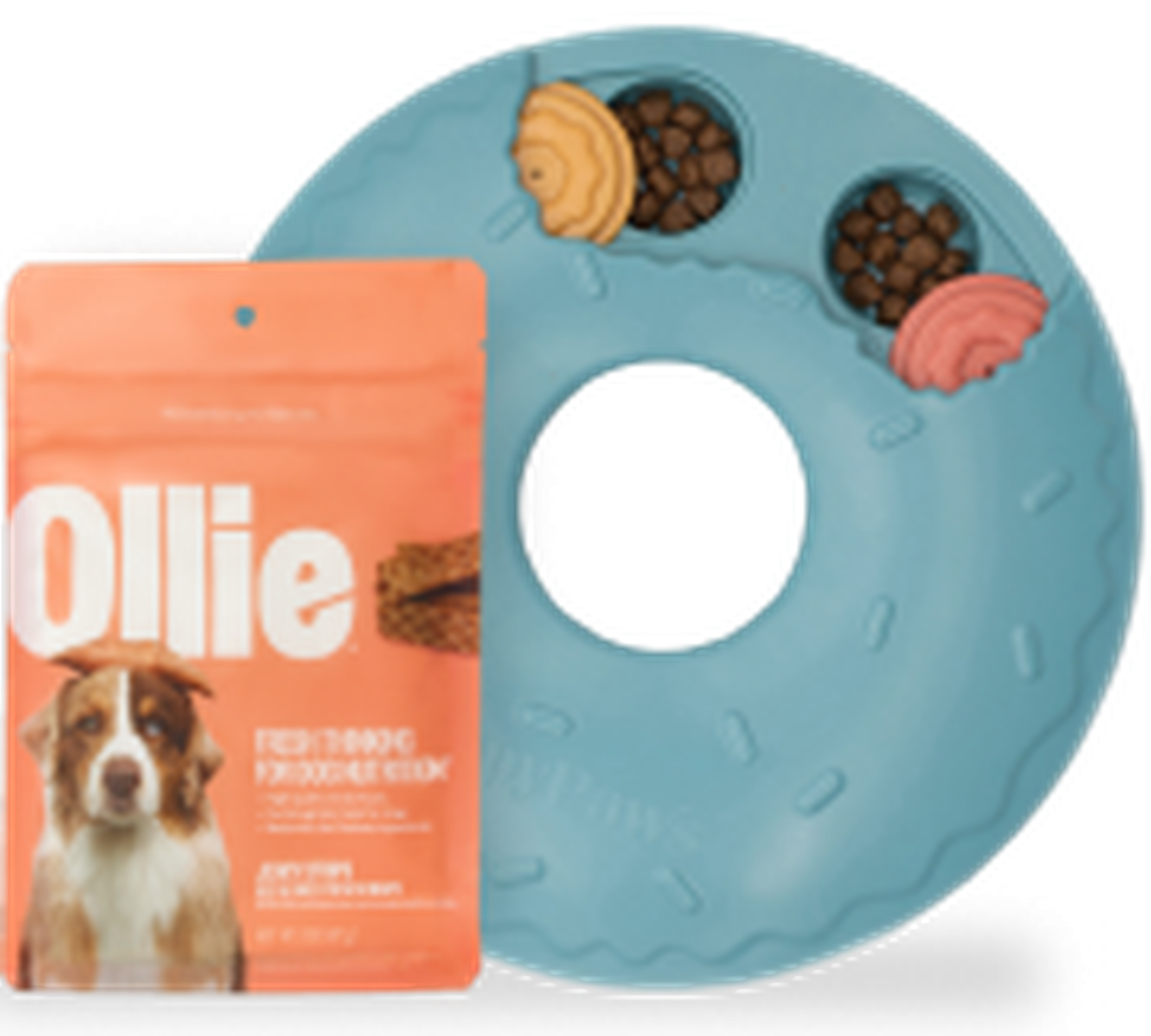 Small image of zippypaws puzzle bowl along with our Ollie beef Jerky