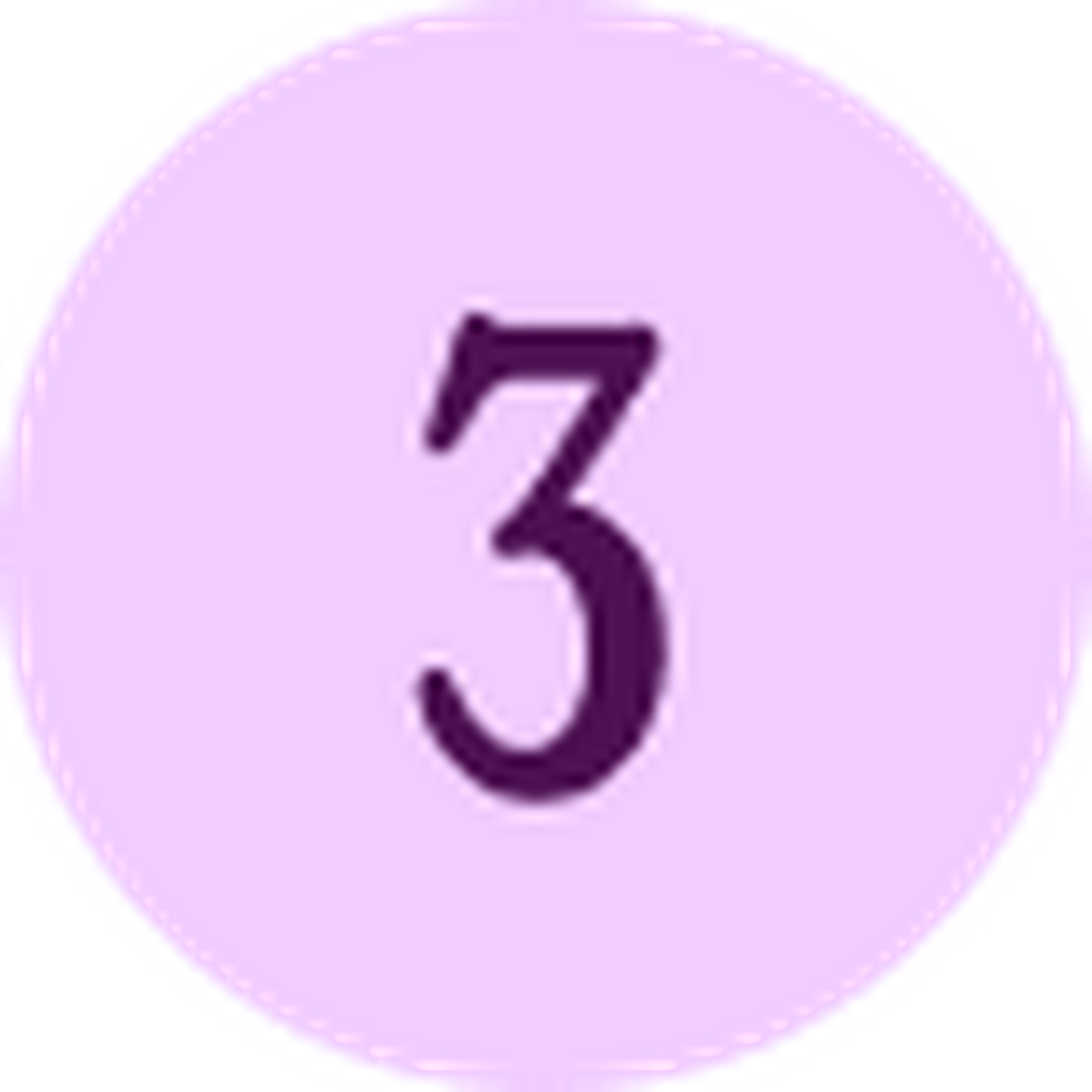 A purple circle with a dark number three in the center on a light purple background.