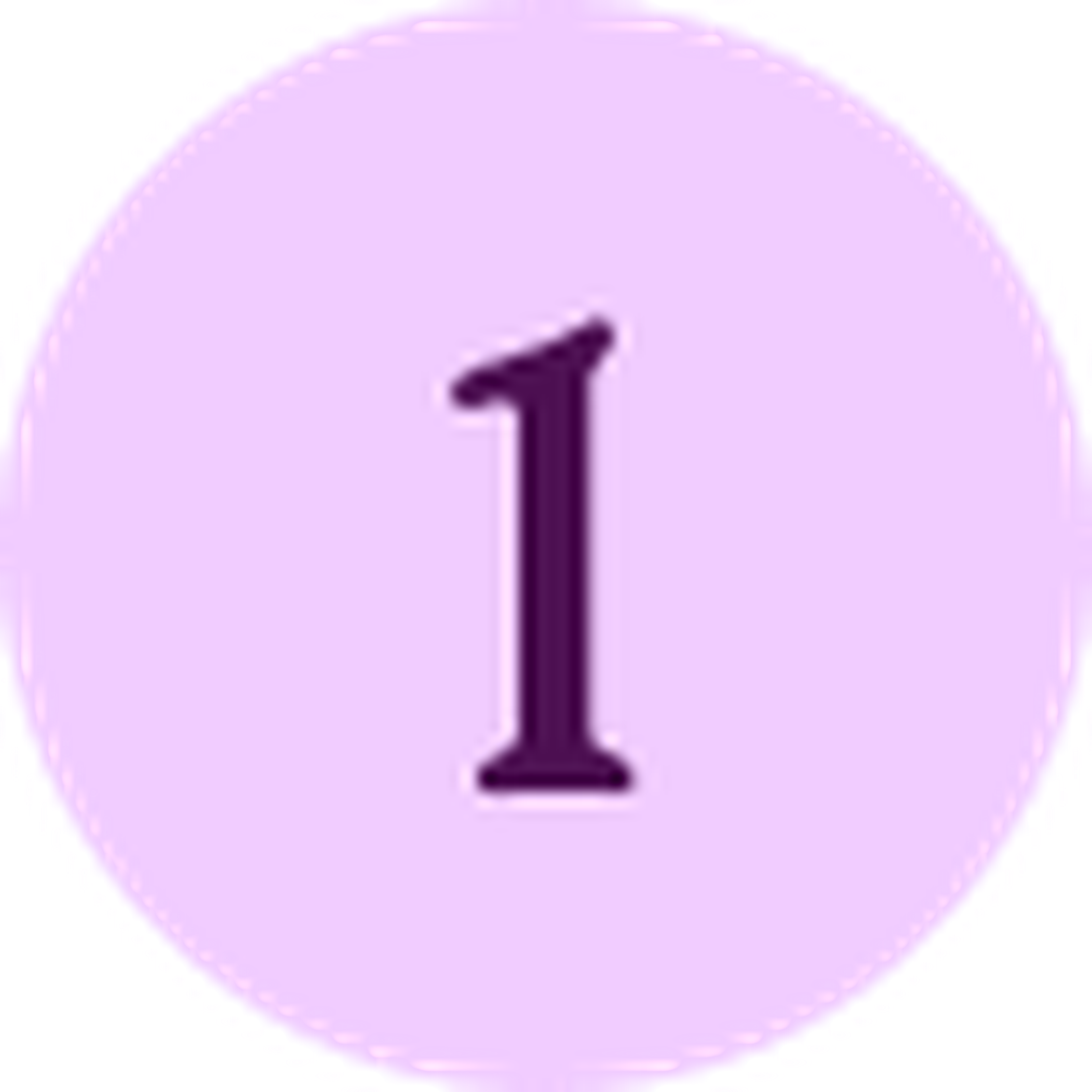 A purple circle with a dark number one in the center on a light purple background.