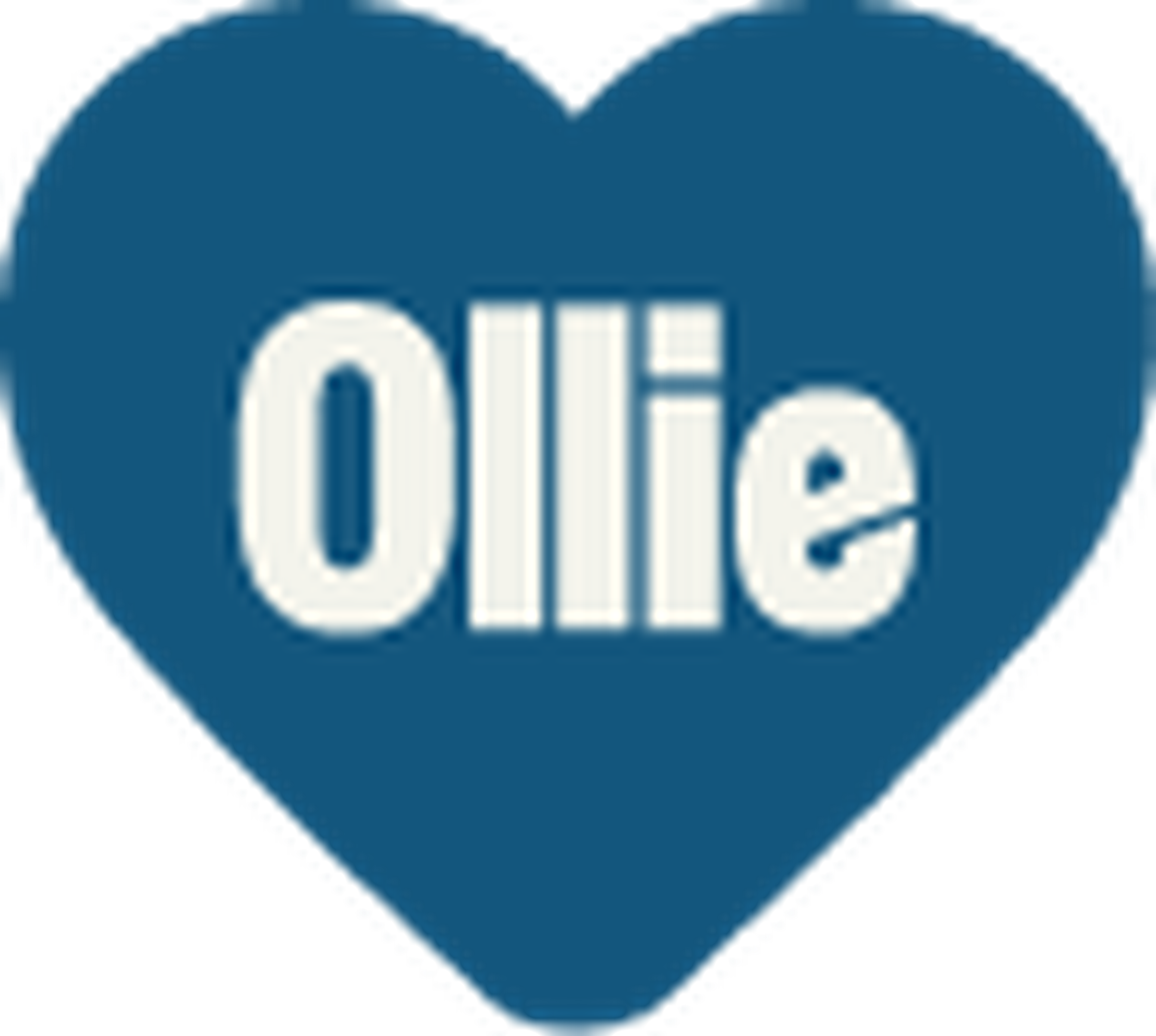 Graphic of a heart with Ollie logo inside of it