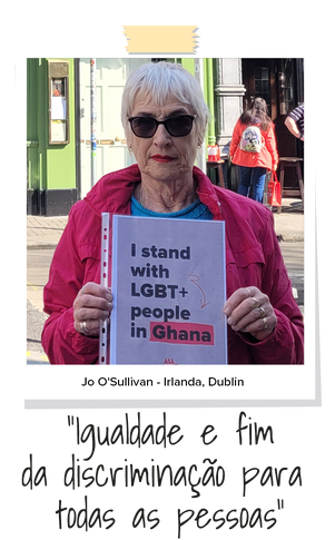 Jo O'Sullivan - Irlanda, Dublin   "Igualdade e fim da discriminação para todas as pessoas"