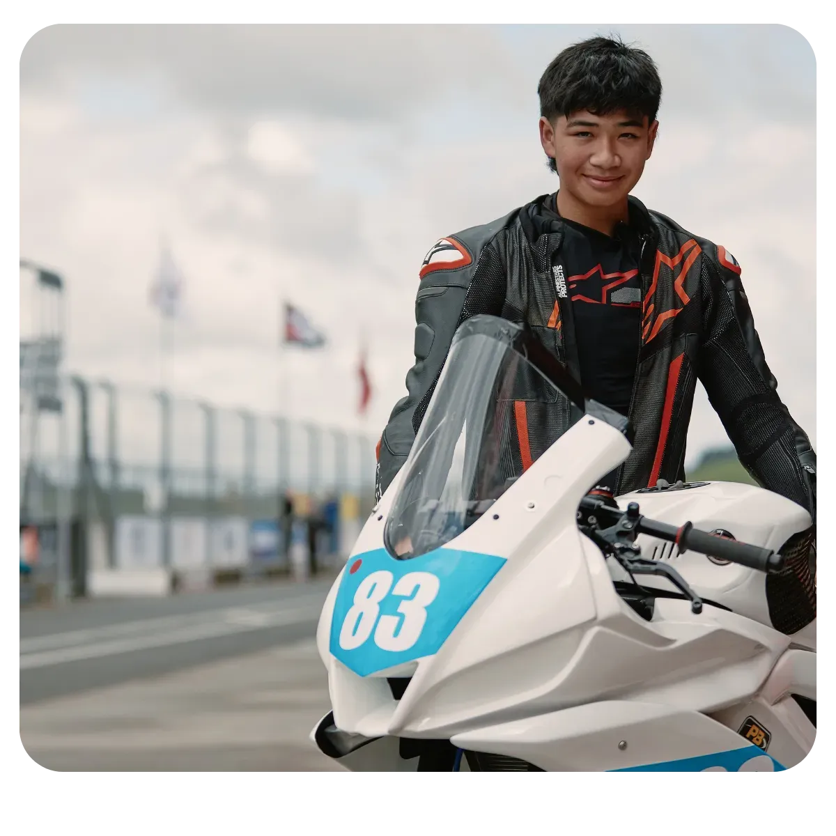 student with motorcycle