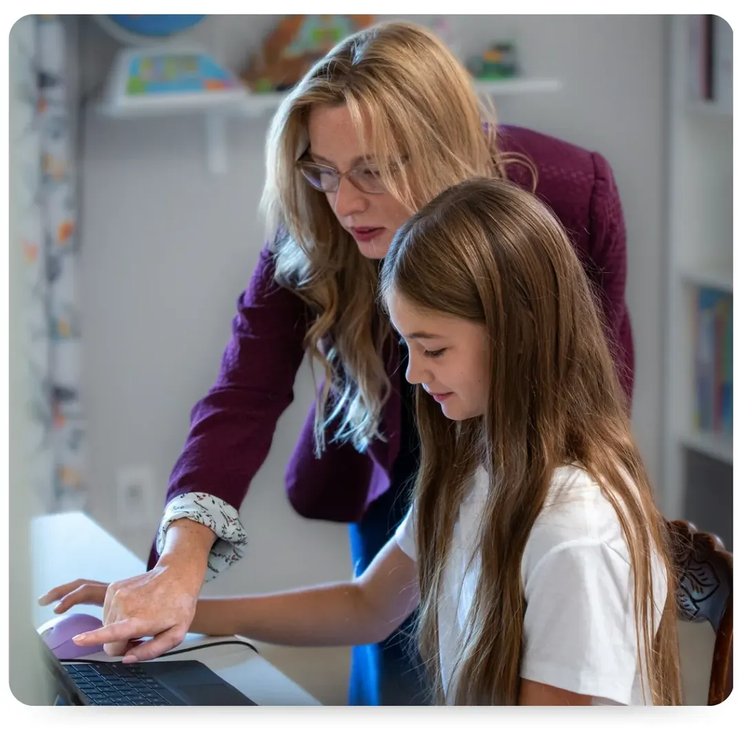 Young online school student