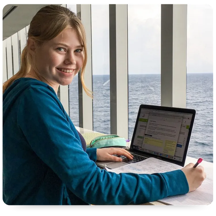 expat student at sea